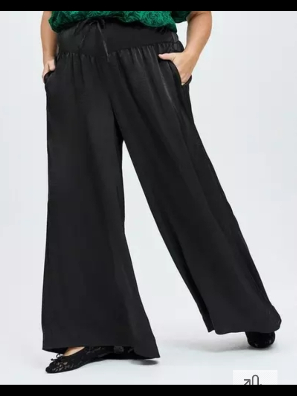 Torrid Belle Isle Flowy Wide-Leg Black Pull-On Pants